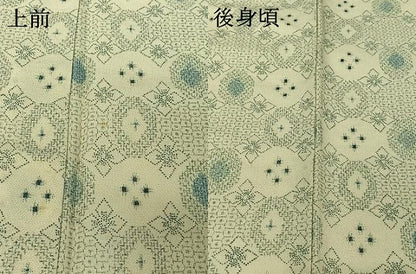 平和屋着物▽お召　単衣　花菱文　正絹　逸品　AABH9882jh