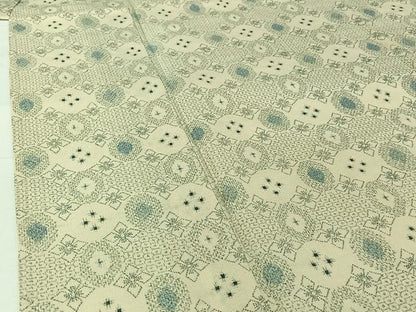 平和屋着物▽お召　単衣　花菱文　正絹　逸品　AABH9882jh