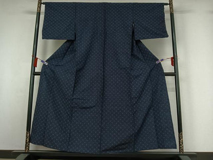 平和屋着物▽上質な紬　単衣　丸文　正絹　逸品　AABH9883jh