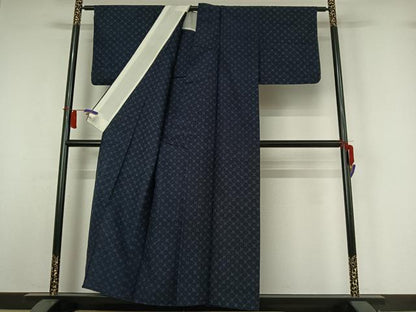 平和屋着物▽上質な紬　単衣　丸文　正絹　逸品　AABH9883jh