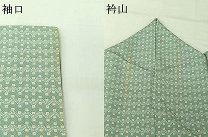 平和屋着物▽上質な小紋　単衣　横段文　正絹　逸品　AABH9889jh