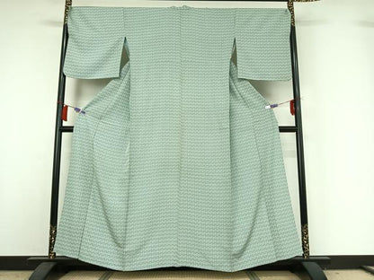 平和屋着物▽上質な小紋　単衣　横段文　正絹　逸品　AABH9889jh