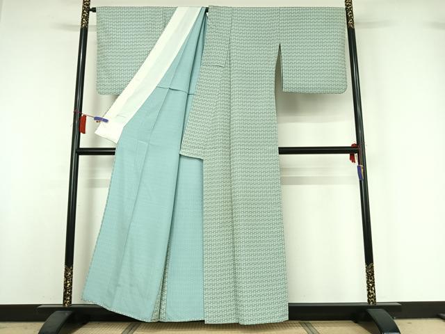 平和屋着物▽上質な小紋　単衣　横段文　正絹　逸品　AABH9889jh