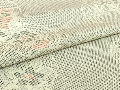 平和屋着物▽本塩沢　単衣　雪輪花文　正絹　逸品　AABH9890jh