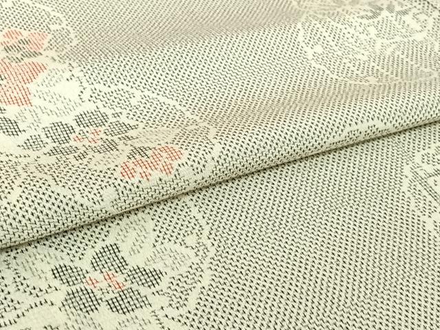平和屋着物▽本塩沢　単衣　雪輪花文　正絹　逸品　AABH9890jh