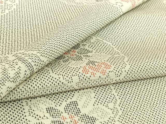平和屋着物▽本塩沢　単衣　雪輪花文　正絹　逸品　AABH9890jh