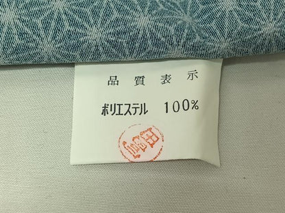 平和屋着物▽小紋　単衣　麻の葉文様　洗える着物　AABH9893jh