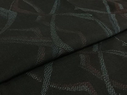 平和屋着物▽上質な紬　単衣　幾何学文様　正絹　逸品　AABH9895jh