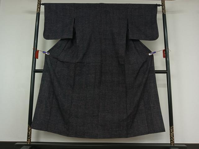 平和屋着物▽結城ちぢみ　単衣　文字文　正絹　逸品　AABH9899jh