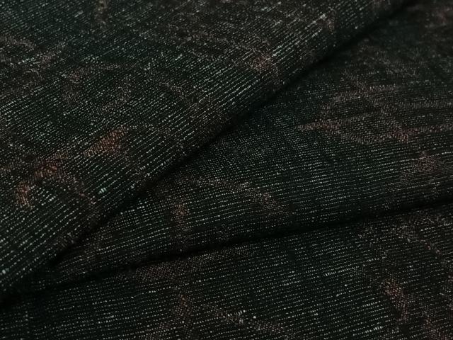 平和屋着物▽結城ちぢみ　単衣　文字文　正絹　逸品　AABH9899jh
