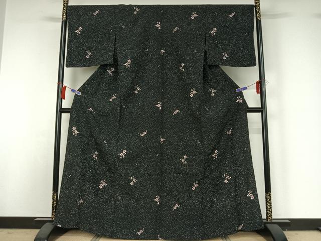 平和屋着物▽小紋　単衣　舞花文　洗える着物　AABH9904jh