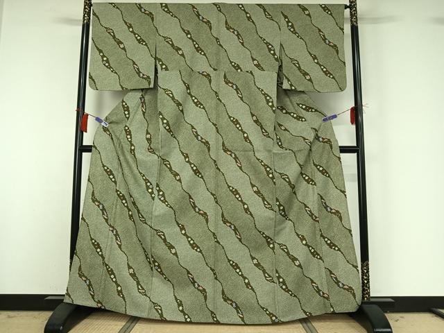 平和屋着物▽小紋　単衣　宝尽くし花文　洗える着物　AABH9911jh