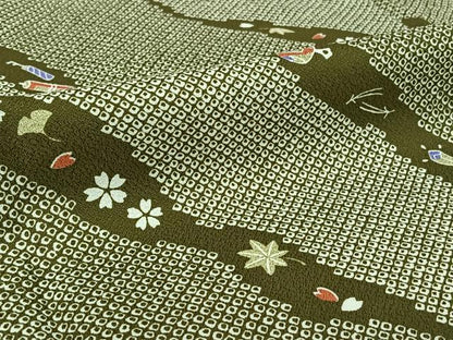 平和屋着物▽小紋　単衣　宝尽くし花文　洗える着物　AABH9911jh