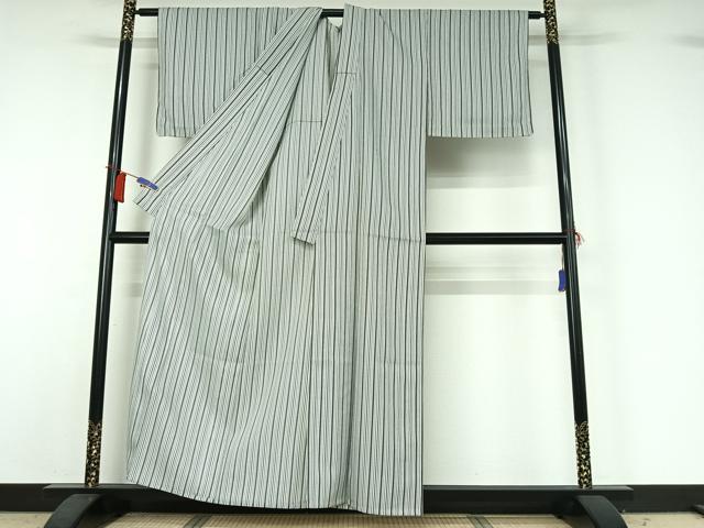 平和屋着物▽小紋　単衣　縞　洗える着物　AABH9918jh