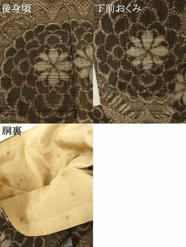 平和屋着物●アンティーク大島　本場大島紬　花菱文　正絹　逸品　AABH9924ck
