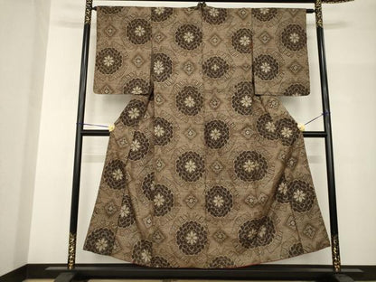 平和屋着物●アンティーク大島　本場大島紬　花菱文　正絹　逸品　AABH9924ck
