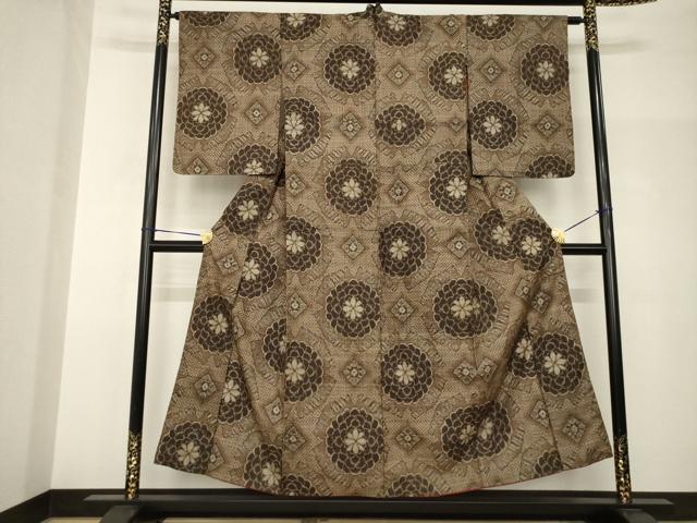 平和屋着物●アンティーク大島　本場大島紬　花菱文　正絹　逸品　AABH9924ck