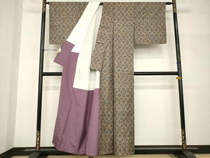 平和屋着物●本場大島紬　花菱文　割込み絣　正絹　逸品　AABH9925ck