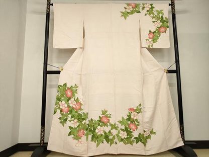 平和屋着物●訪問着　草花文　金彩　正絹　逸品　AABH9926ck