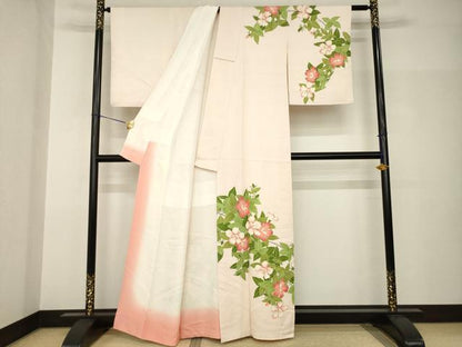 平和屋着物●訪問着　草花文　金彩　正絹　逸品　AABH9926ck