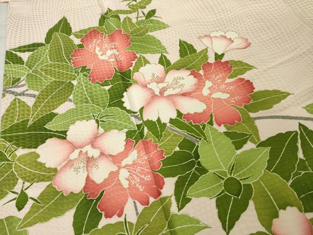 平和屋着物●訪問着　草花文　金彩　正絹　逸品　AABH9926ck