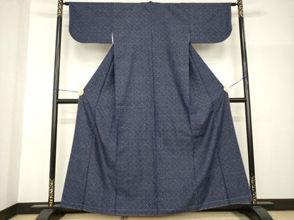 平和屋着物●上質な紬　幾何学文様　三越扱い　正絹　逸品　未使用　AABH9933ck