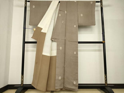 平和屋着物●お召　花丸文　正絹　逸品　AABH9934ck