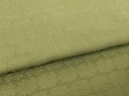 平和屋着物●上質な色無地　揚羽蝶地紋　海松色　正絹　逸品　AABH9935ck