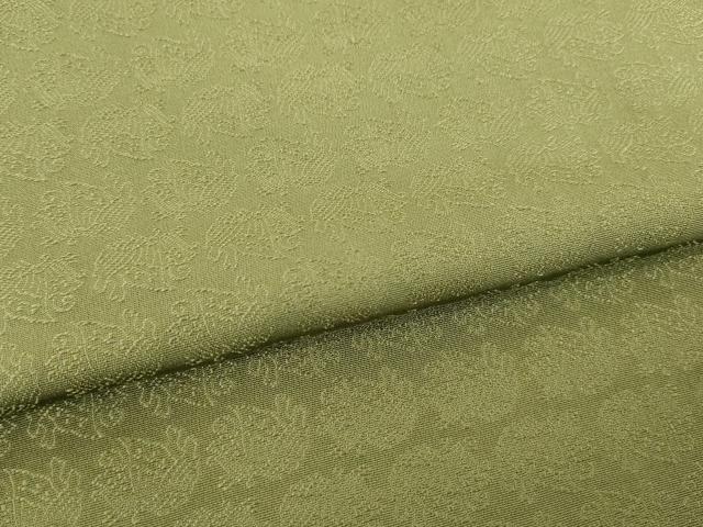 平和屋着物●上質な色無地　揚羽蝶地紋　海松色　正絹　逸品　AABH9935ck