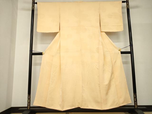 平和屋着物●上質な色無地　花丸地紋　淡香色　正絹　逸品　AABH9936ck