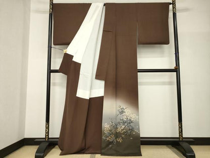 平和屋着物●京都印象派 友禅作家　橋本恵　色留訪問着　作家物　枝花文　暈し染め　正絹　逸品　AABH9939ck
