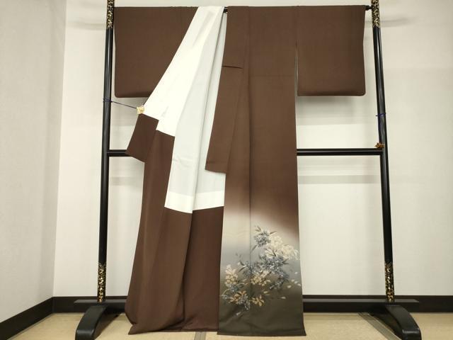 平和屋着物●京都印象派 友禅作家　橋本恵　色留訪問着　作家物　枝花文　暈し染め　正絹　逸品　AABH9939ck