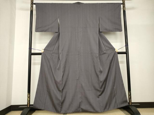 平和屋着物●お召　縞　さが美扱い　正絹　逸品　AABH9940ck