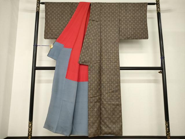 平和屋着物●アンティーク大島　本場大島紬　丸文　割込み絣　正絹　逸品　AABH9942ck