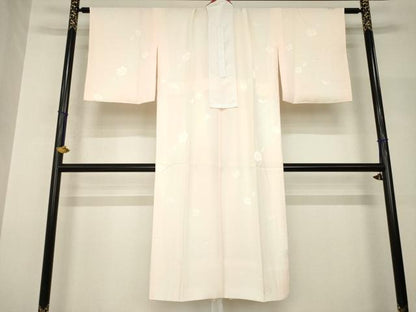 平和屋着物●長襦袢　袷　舞花地紋　暈し染め　半衿刺繍　正絹　逸品　AABH9943ck