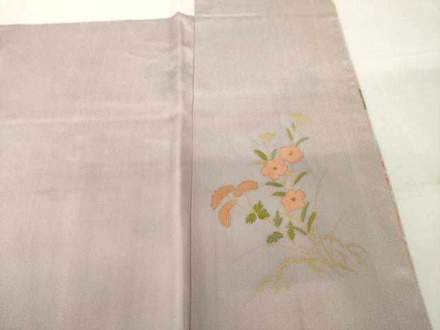 平和屋着物●訪問着　駒刺繍　草花文　金彩　正絹　逸品　未使用　AABH9946ck