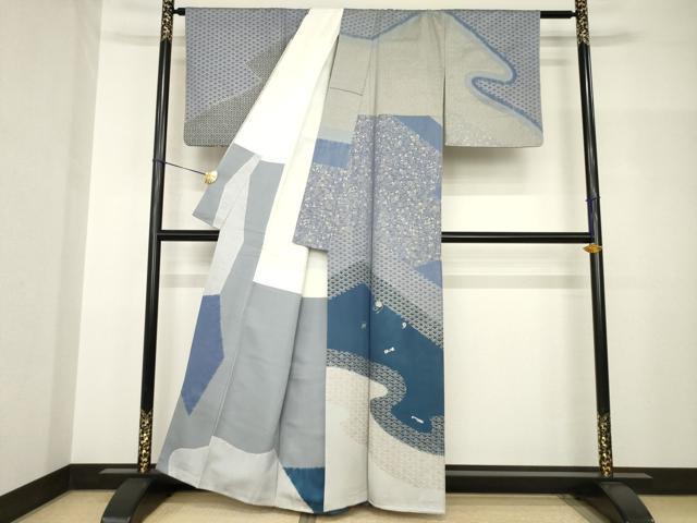 平和屋着物●訪問着　絞り　刺繍　宝尽くし　金彩　正絹　逸品　AABH9951ck