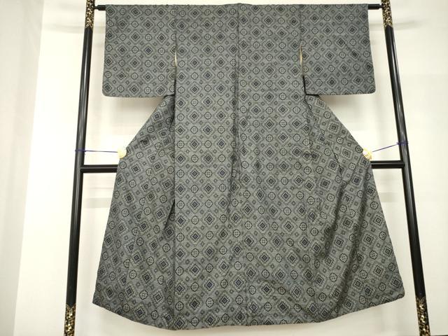 平和屋着物●本場大島紬　割込み絣　菱文　正絹　逸品　AABH9957ck