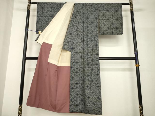 平和屋着物●本場大島紬　割込み絣　菱文　正絹　逸品　AABH9957ck