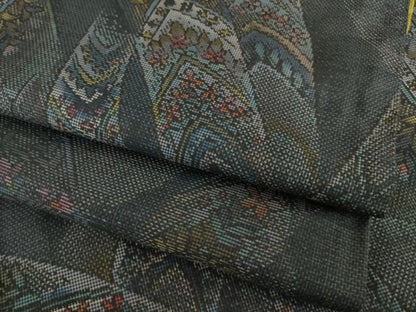 平和屋着物●本場大島紬　カタス7マルキ　更紗花文　正絹　逸品　AABH9959ck