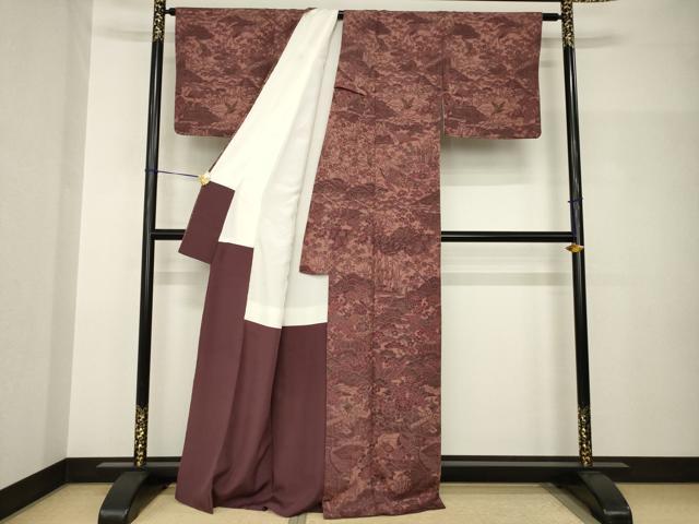 平和屋着物●人間国宝　初代六谷梅軒の息子　二代目　六谷梅軒(六谷博臣)江戸小紋　訪問着　花鳥文　正絹　逸品　AABH9962ck