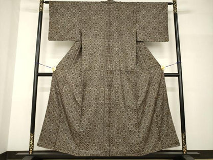 平和屋着物●本場大島紬　龍郷絣　菱繋ぎ　正絹　逸品　AABH9963ck