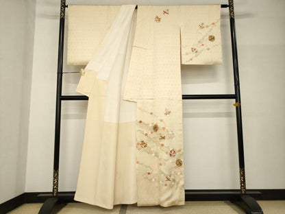 平和屋着物●訪問着　友禅　駒刺繍　鈴　金彩　正絹　逸品　AABH9964ck