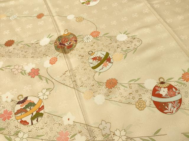 平和屋着物●訪問着　友禅　駒刺繍　鈴　金彩　正絹　逸品　AABH9964ck