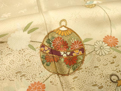 平和屋着物●訪問着　友禅　駒刺繍　鈴　金彩　正絹　逸品　AABH9964ck