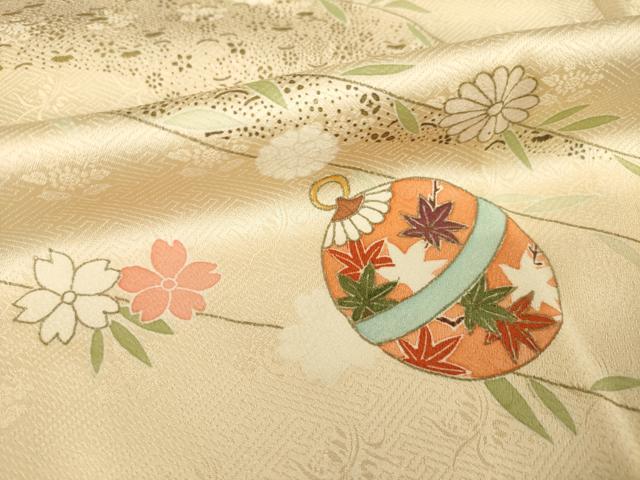 平和屋着物●訪問着　友禅　駒刺繍　鈴　金彩　正絹　逸品　AABH9964ck