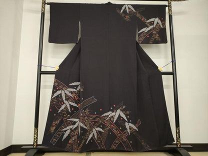 平和屋着物●訪問着　絞り　松竹梅短冊文　金彩　正絹　逸品　AABH9965ck