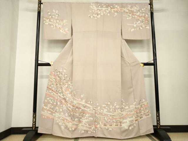 平和屋着物●訪問着　総刺繍　中国三大刺繍　汕頭刺繍　スワトウ刺繍　蔓帯花文　金糸　正絹　逸品　AABH9974ck