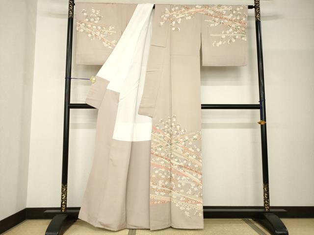 平和屋着物●訪問着　総刺繍　中国三大刺繍　汕頭刺繍　スワトウ刺繍　蔓帯花文　金糸　正絹　逸品　AABH9974ck