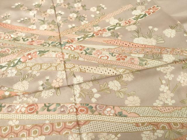 平和屋着物●訪問着　総刺繍　中国三大刺繍　汕頭刺繍　スワトウ刺繍　蔓帯花文　金糸　正絹　逸品　AABH9974ck